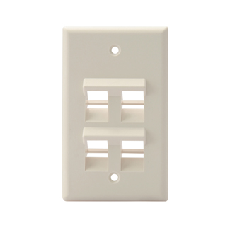 Angled Single-Gang QUICKPORT™ Wallplate, 4-Port - Light Almond