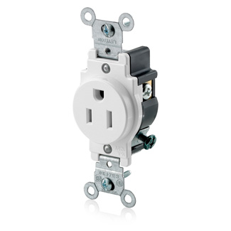 15 Amp, 125 Volt, Single Receptacle Outlet, Commercial Grade