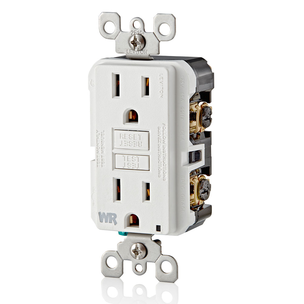 15 Amp Weather-Resistant GFCI Outlet, Self Test, with LED Indicator Light