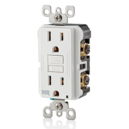 15 Amp Weather-Resistant GFCI Outlet, Self Test, with LED Indicator Light