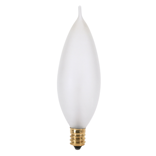 40 Watt CA9 1/2 Incandescent; Frost; 1500 Average rated hours; 384 Lumens; Candelabra base; 120 Volt
