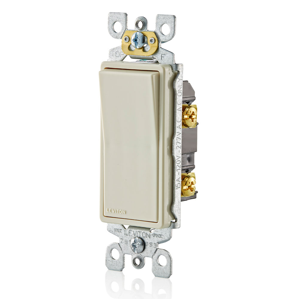 15 Amp Decora Single-Pole Switch, Self-Grounding, Light Almond