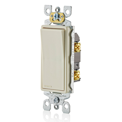15 Amp Decora Single-Pole Switch, Self-Grounding, Light Almond