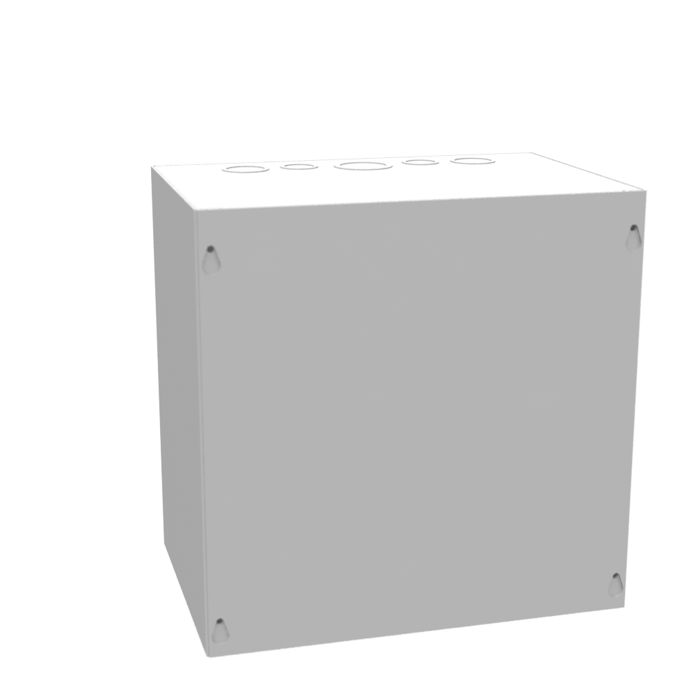 12x8x12 Screw Cover Type 1 UL Steel KOs Gray Cover w/Teardrop Slots Holes In Back