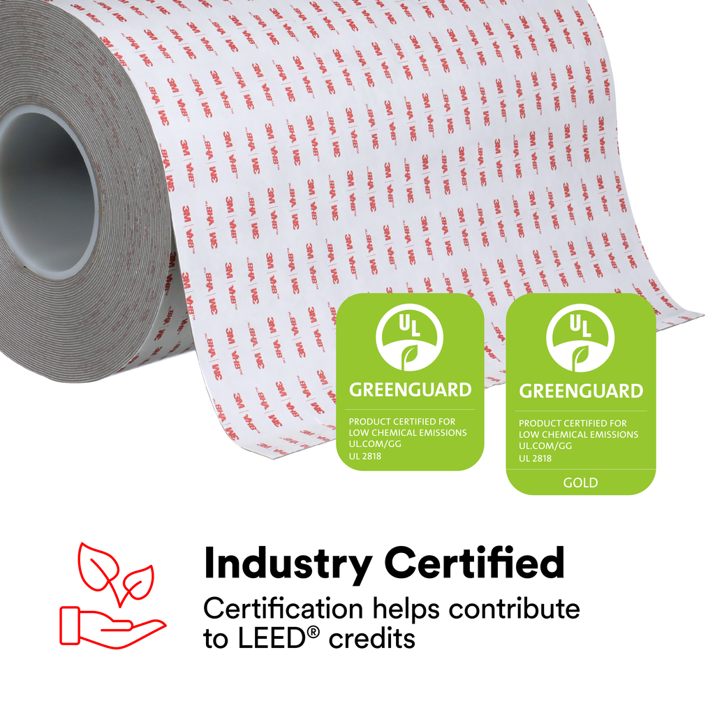 3M VHB Tape 4936, Gray, 1/4 in x 984 yd, Levelwound, 1 Roll/Case
