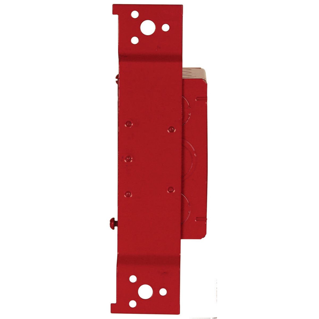 4 in. Life Safety Square Box, Welded, 2-1/8 in. Deep, Nine 1/2 in. KO's and Five TKO's, FM Bracket, Red