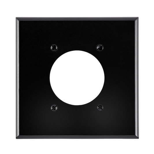 2-Gang Flush Mount Outlet/Receptacle Wallplate, Standard Size, Thermoset, Black