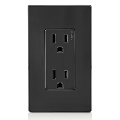 15 Amp Decora Duplex Outlet/Receptacle, Grounding, Black