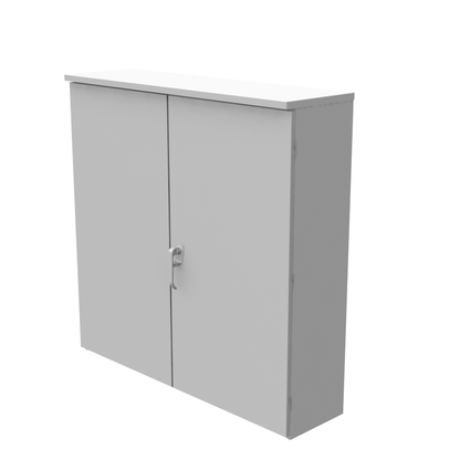 48x12x48 Hinge Cover Type 3R Steel No Knockouts ANSI 61 Gray Double Doors Padlocking 3 Point Handle Back Panel Weld Studs Drip Shield No Center Post