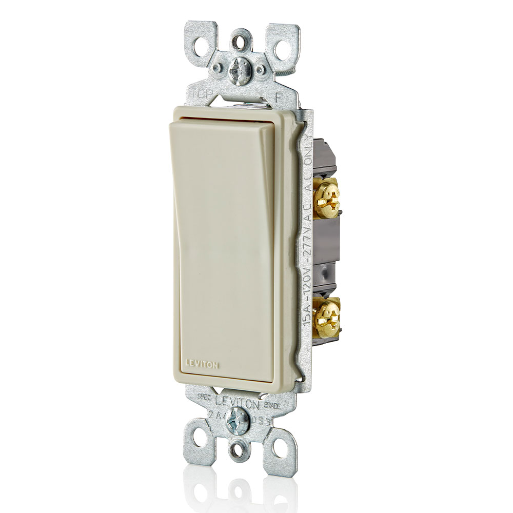 15 Amp Decora Single-Pole Switch, Grounding, Light Almond