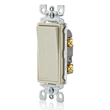 15 Amp Decora Single-Pole Switch, Grounding, Light Almond