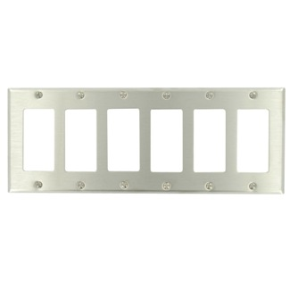 6-Gang Decora Wallplate, Standard Size, Non-Magnetic Stainless Steel