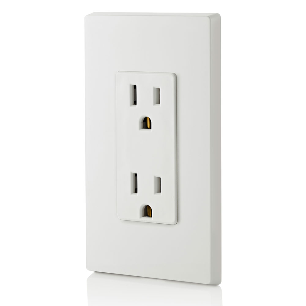 15 Amp Duplex Outlet/Receptacle, Self-Grounding, White