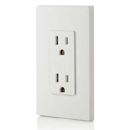 15 Amp Duplex Outlet/Receptacle, Self-Grounding, White