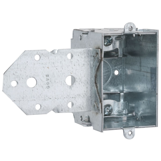 3 in. x 2 in. Switch Box, Gangable, 2-1/2 in. Deep, Three 1/2 in. KO & AC/MC/Flex Clamps, LB Bracket