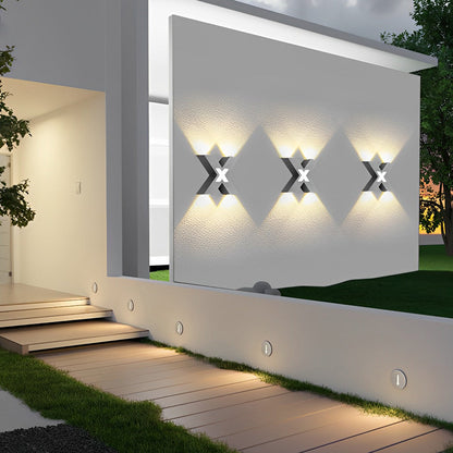 X Shape Creative Waterproof LED Black Modern Outdoor Wall Lamp Exterior Lights