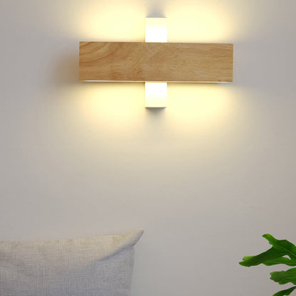 [Open-Box]Rotatable Minimalist Rectangular Wood Led Wall Lamp Wall Lights Fixture