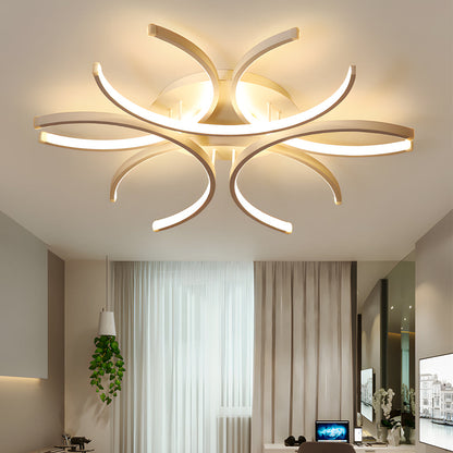 [Open-Box]Simple Semi-Circle Lines Flower LED Dimmable Modern Ceiling Light Fixture