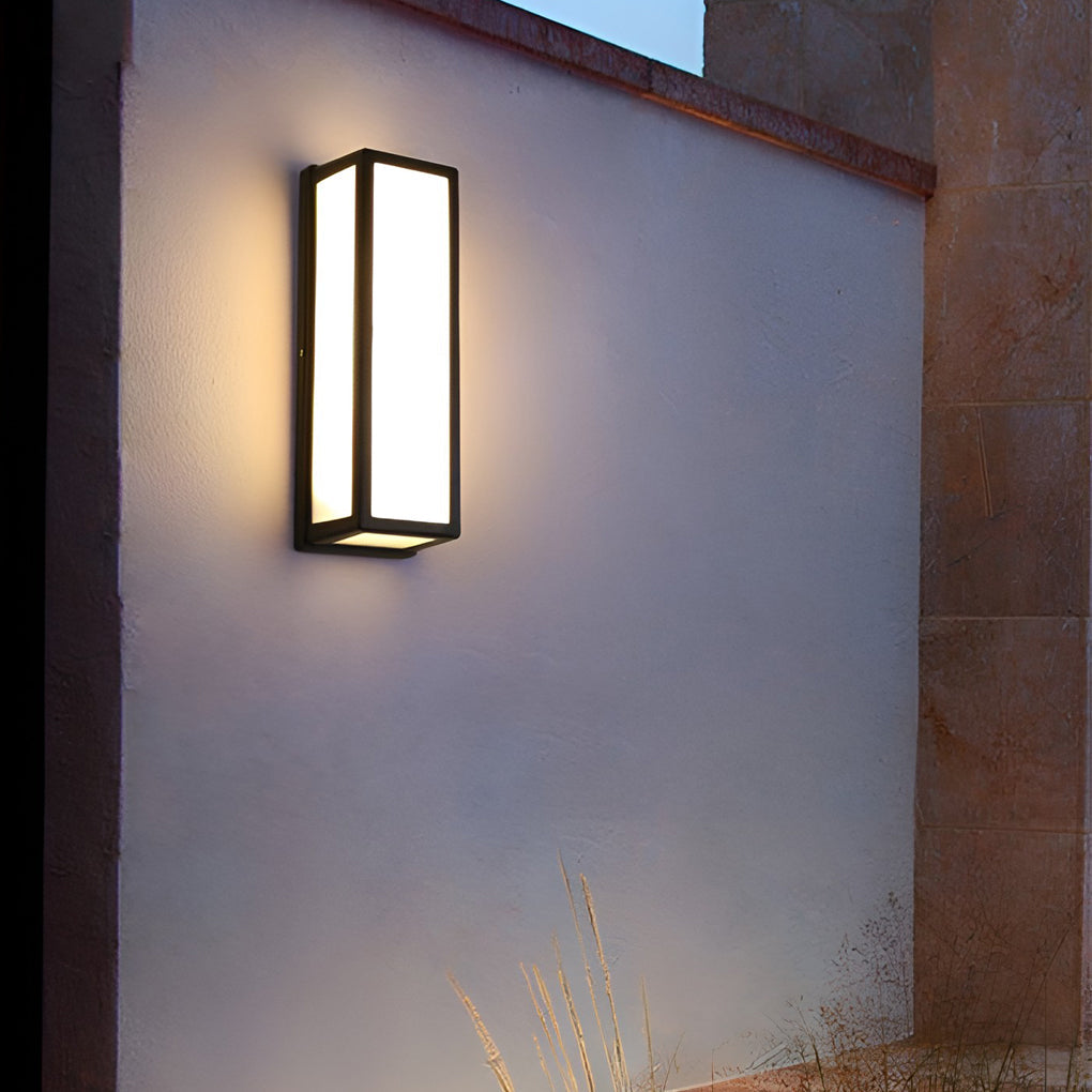 [Open-Box] Warm White Rectangle LED Waterproof Motion Sensor Black Modern Wall Sconce Lighting