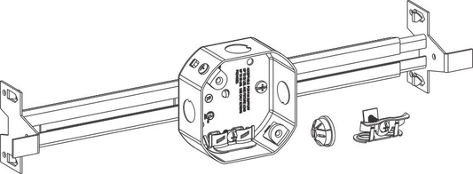 1-1/2" DEEP, 4" FAN SUPPORT BOX AND NEW CONSTRUCTION BAR HANGER ASSEMBLY