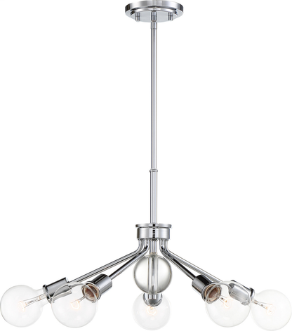 Bounce - 5 Light Pendant with Crystal Accent - Polished Nickel Finish