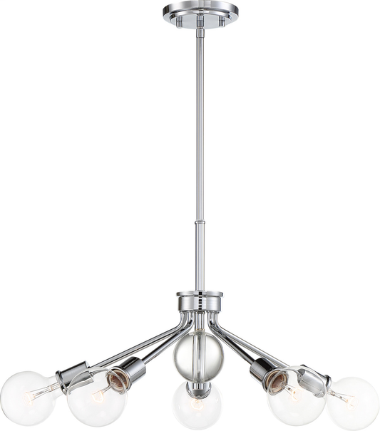 Bounce - 5 Light Pendant with Crystal Accent - Polished Nickel Finish