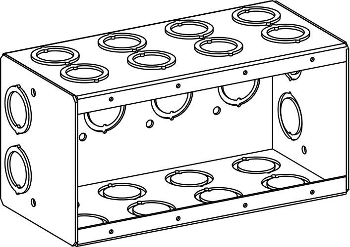 3-1/2" DEEP, 4-GANG MASONRY BOX WITH CKO