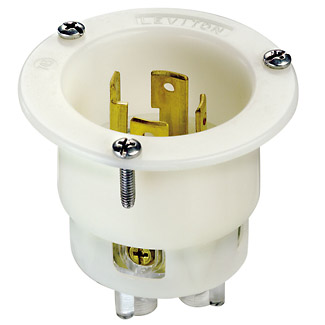 30 Amp, 250 Volt, Flanged Inlet Locking Receptacle, Industrial Grade