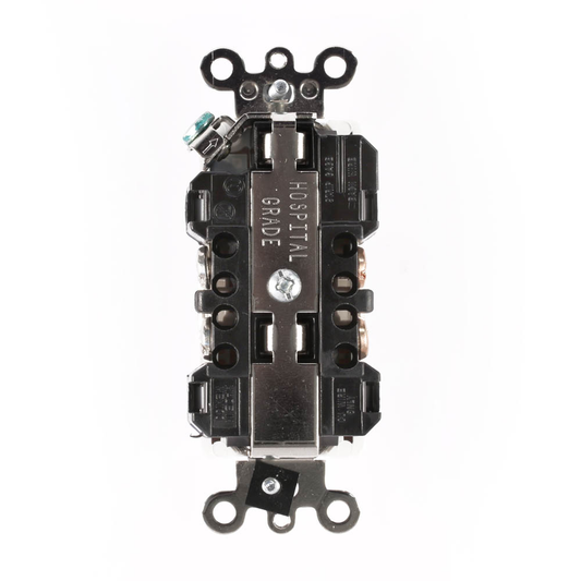 15 Amp Decora Plus Duplex Receptacle/Outlet, Industrial Grade, Self-Grounding