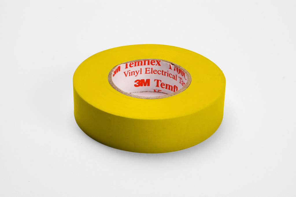 3M™ Temflex™ Vinyl Electrical Tape 1700C, 3/4 in x 66 ft, 1-1/2 in Core, Yellow, 10 rolls/carton, 100 rolls/Case