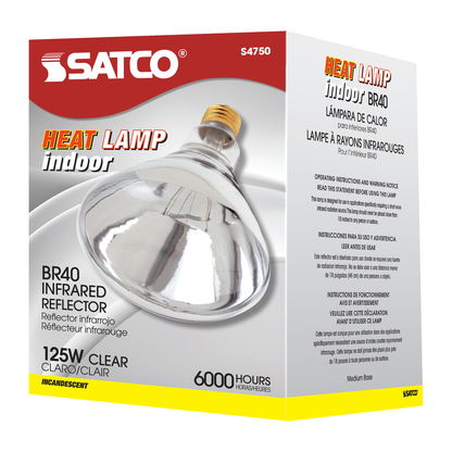 125 Watt R40 Incandescent; Clear Heat; 6000 Average rated hours; Medium base; 120 Volt