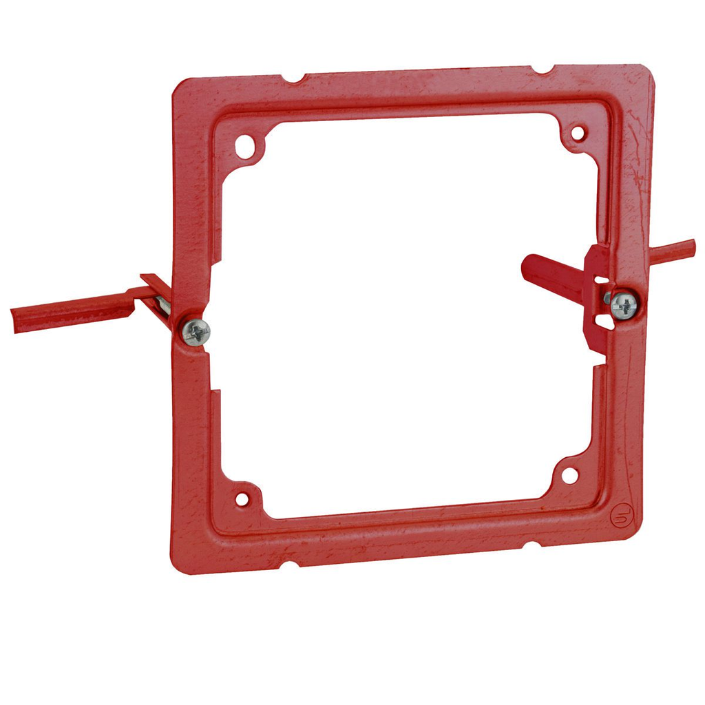 4 in. Square RETRO-RING®, Old Work, Used for Life Safety Support, Red
