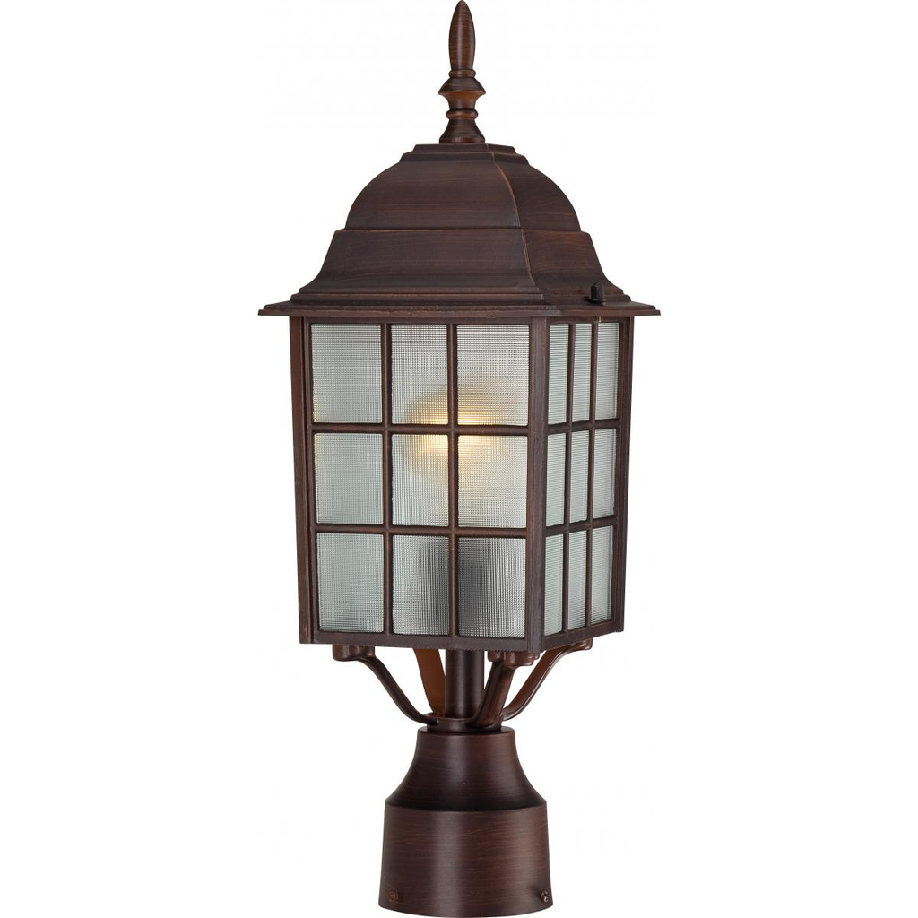 Adams - 1 Light 17" Post Lantern with Frosted Glass - Rustic Bronze Finish