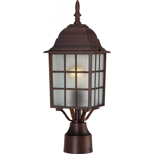 Adams - 1 Light 17" Post Lantern with Frosted Glass - Rustic Bronze Finish