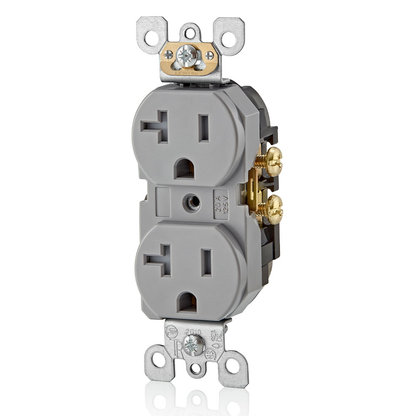 20 Amp Duplex Tamper-Resistant Outlet/Receptacle, Grounding, Gray