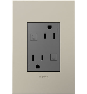 adorne® Plus Size Tamper-Resistant 15A Duplex Self-Test GFCI Receptacles, Magnesium