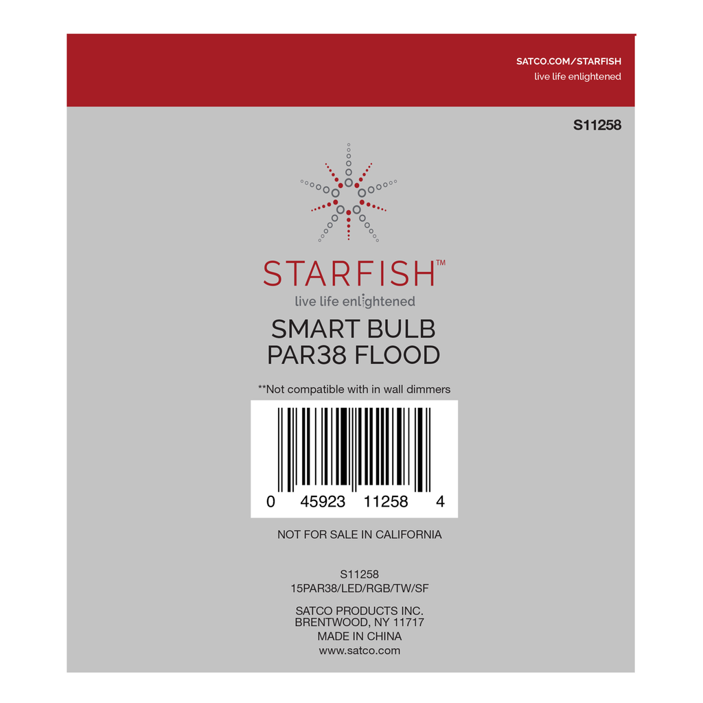 15 Watt; PAR38 LED; RGB & Tunable White; Starfish IOT; 120 Volt; 1200 Lumens
