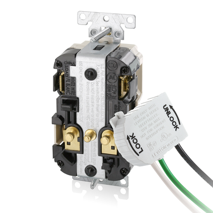 20 Amp SmartlockPro® GFCI Receptacle/Outlet, Hospital Grade, Tamper-Resistant, Lev-Lok