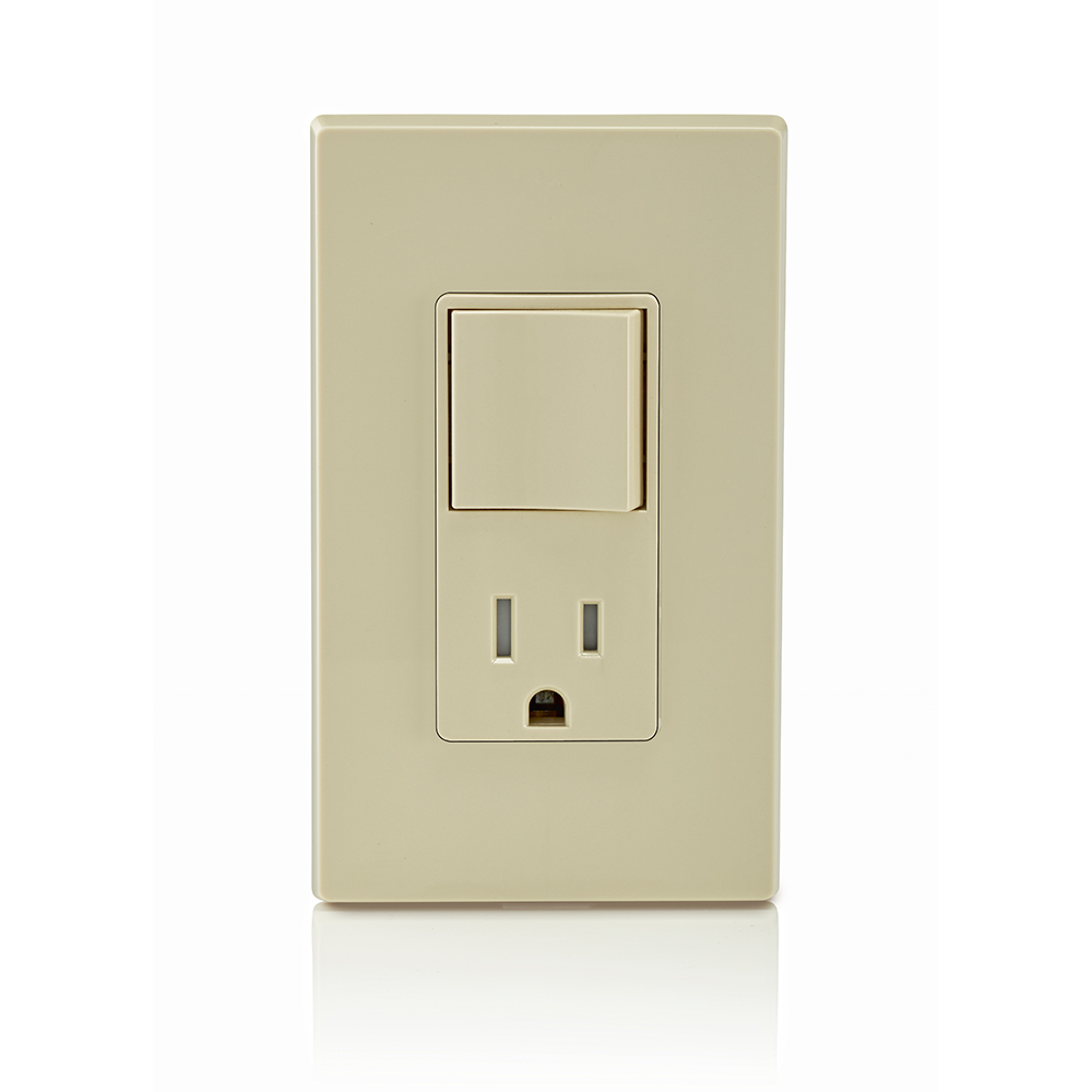 15 Amp Decora Single-Pole Switch, Outlet/Receptacle, Combination Device, Grounding, Ivory