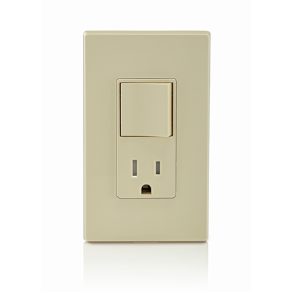 15 Amp Decora Single-Pole Switch, Outlet/Receptacle, Combination Device, Grounding, Ivory