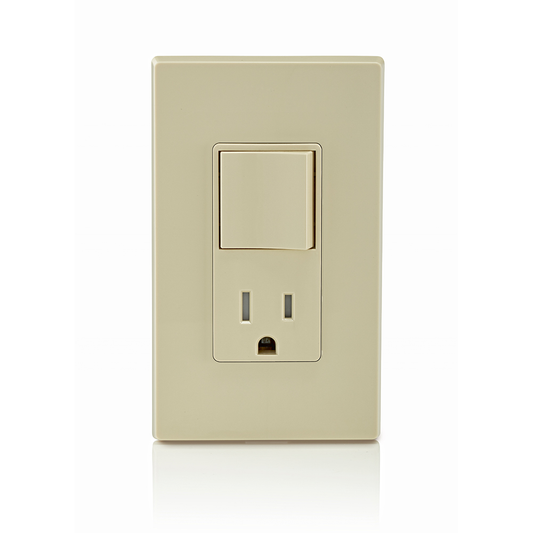 15 Amp Decora Single-Pole Switch, Outlet/Receptacle, Combination Device, Grounding, Ivory