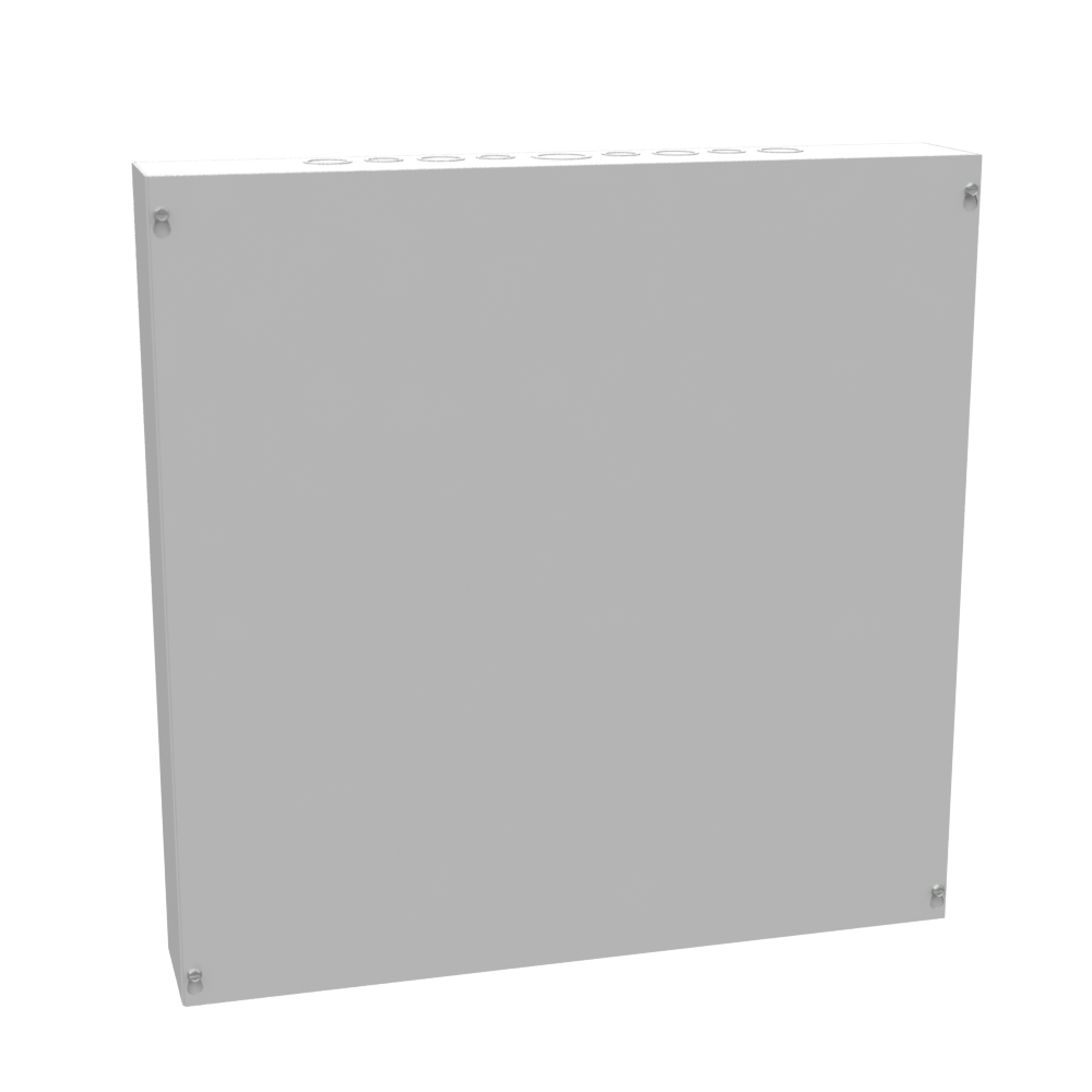 24X4X24 Screw Cover Type 1 UL Steel KOs Gray Cover w/Teardrop Slots Holes In Back