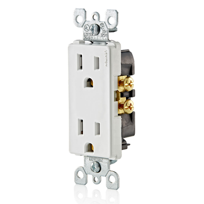 15 Amp Decora Duplex Outlet/Receptacle, Grounding, White