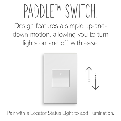 adorne® 15A Paddle Switch, White, with Microban®