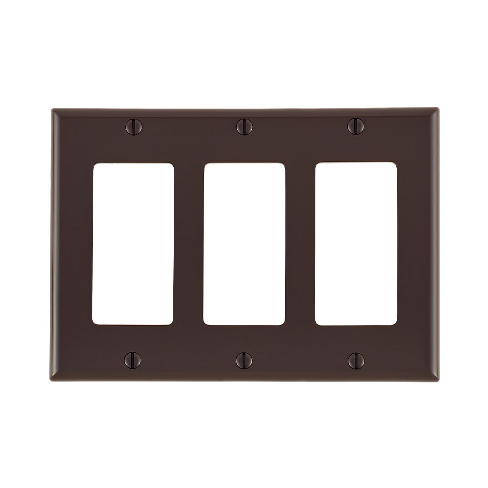 3-Gang Decora/GFCI Device Wallplate, Size, Thermoplastic Nylon, Brown