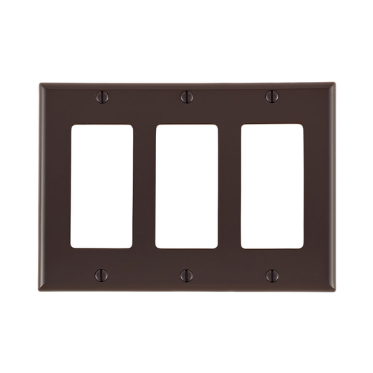 3-Gang Decora/GFCI Device Wallplate, Size, Thermoplastic Nylon, Brown