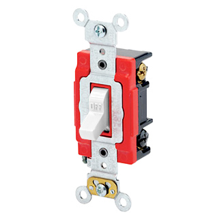 20A 120/277V Toggle 3Way AC Quiet Switch xtra Hvy Duty Self-Grnding, Back & Side Wired WHT