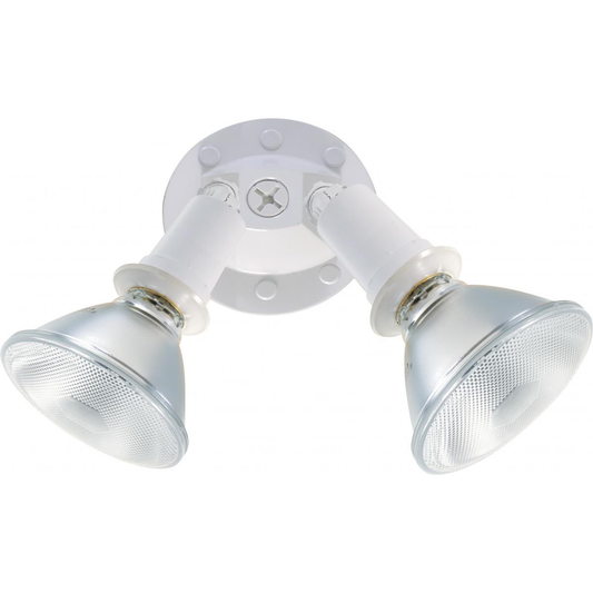 2 Light - 10" Flood Light- PAR38 with Adjustable Swivel - White Finish