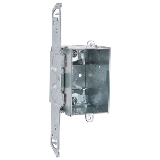 3 x 2" Switch Box, Gangable, 2-3/4" Dp, (3) 1/2" KO's & AC/MC/Flex Clamps, TS Bracket