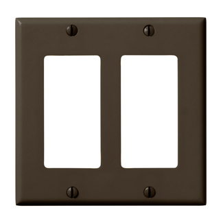 2-Gang Decora/GFCI Device Wallplate, Standard Size, Thermoset, Brown